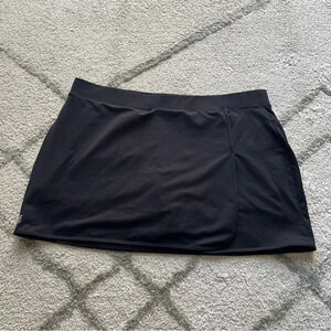 Lands End black skort pull on athletic high rise skirt with built in shorts XL
